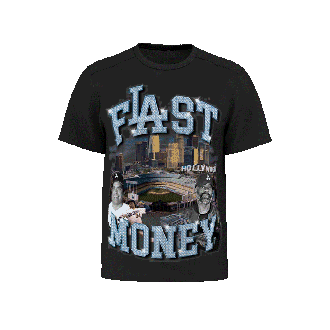 Los Angeles Fernando Valenzuela x Freeway Rick Ross Trapping is a Sport-Black Tee