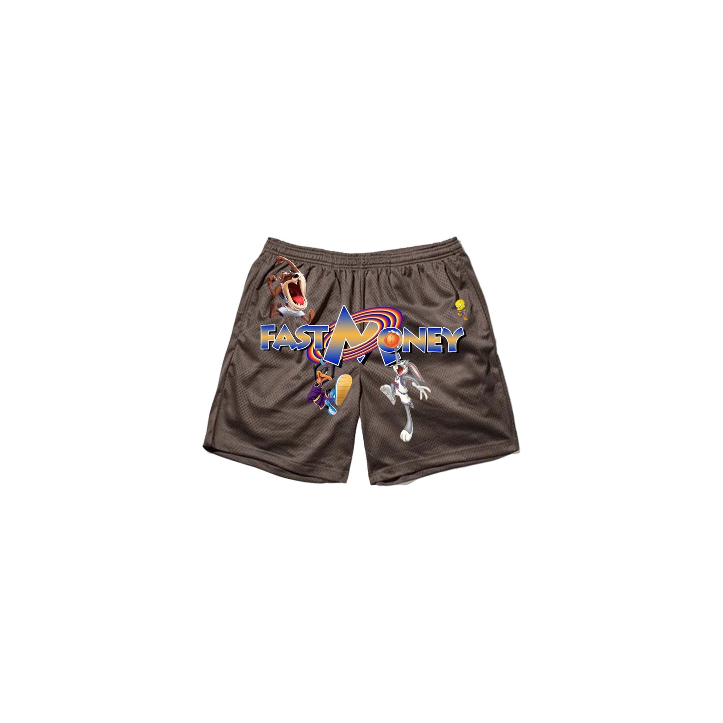 SPACE JAM TRAPPING IS A SPORT-Brown Shorts